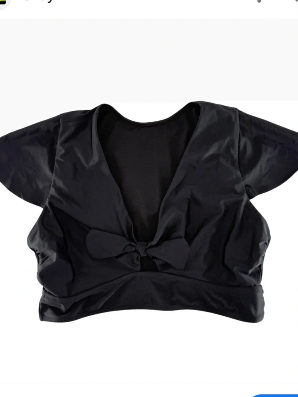 Torrid size 2 swim top bathing suit Tie-Front Black Crop Top women's beach 2x